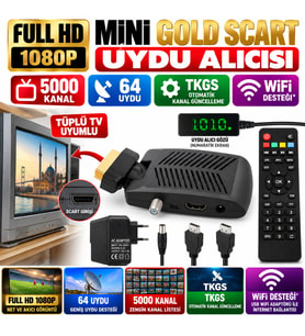 Multibox Tüplü TV Full HD Mini Gold SCART Uydu Alıcısı – TKGS, WiFi Destekli, 5000 Kanal, 64 Uydu