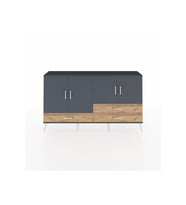 Arges Konsol 5 Raflı 3 Çekmeceli 4 Kapaklı 176x30x99 Antrasit-Antrasit/Çam