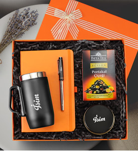 Defter & Kalem & Termos & Çay & Mum Hediye Seti