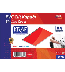 Kraf Cilt Kapağı A4 160 MİC. 100 LÜ Kırmızı 512G