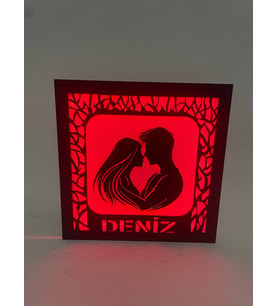 Işığınız Hiç Sönmesin! Kişiye Özel Işıklı Ahşap Led Gece Lambası Kırmızı
