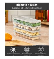 bigmate 4'lü Şeffaf Saklama Kabı 4x1 Lt BGMT1515 Mikrodalga Buzdolabı ve Dondurucu Uyumlu Düzenleyic (Gri)