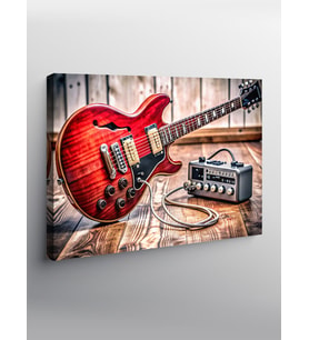 Kanvas Tablo Elektro Gitar Ve Minik Amfi