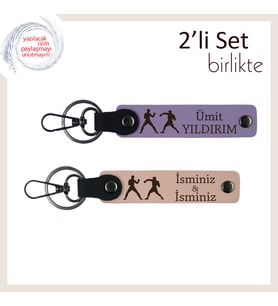 Yumruğunu Simgede Taşıyanlara, Dövüş Temalı, Kişiye Özel Anahtarlık Takımı, Mor Menekşe-Yavru Ağzı