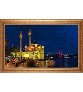 Çerçeveli Paspartulu Manzara Tablo ah1489 (Gold)
