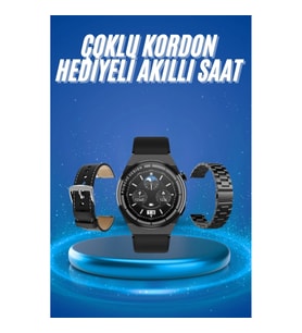 Mey İthalat® Çoklu Kordon Hediyeli Akıllı Saat Çağrı Cevaplama Müzik Dinleme Dokunmatik Ekran