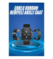 Mey İthalat® Çoklu Kordon Hediyeli Akıllı Saat Çağrı Cevaplama Müzik Dinleme Dokunmatik Ekran