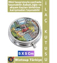 #Hediye Şık Dekoratif 3 Bölmeli Vitamin Hap Tablet İstanbul Temalı İlaç Saklama Kutusu 5 X 5 Cm