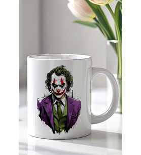Joker Tasarımlı 330ml Baskılı Beyaz Seramik Kupa Bardak