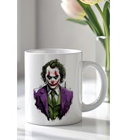 Joker Tasarımlı 330ml Baskılı Beyaz Seramik Kupa Bardak