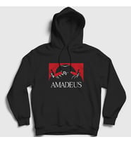 Presmono Unisex Kırmızı Poster Amadeus Mozart Kapüşonlu Sweatshirt 477173tt (Siyah)