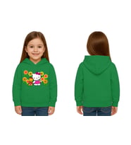 Unisex hello kity  Baskılı Çocuk Swaetshirt  Baskılı Kapüşonlu 3 İplik Şardonlu (Yeşil)