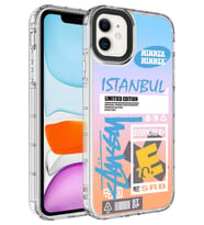 Apple iPhone 11 Kılıf Kamera Çıkıntılı Renkli Desenli Silikon NO1
