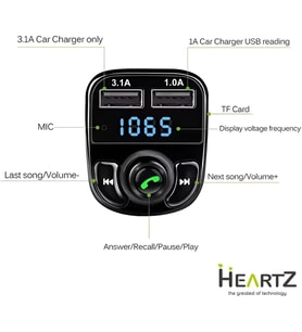 Lexroo FM TRANSMİTTER MODULATOR ARAÇ FAST QUICK CHARGE HIZLI ŞARJ FLASH BELLEK MİCRO SD MP3 PLAYER