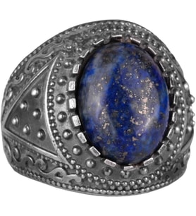 Gerçek Doğal Taş Yüzük, 925 Ayar Katı Gümüş Erkek Yüzüğü (Lapis Lazuli)