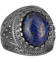 Gerçek Doğal Taş Yüzük, 925 Ayar Katı Gümüş Erkek Yüzüğü (Lapis Lazuli)
