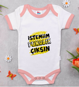 BK Kids İstemiim Fenalık Çıksın Tasarımlı Pembe Bebek Body Zıbın-1