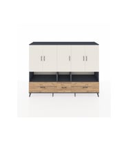 Hyperion Dolap 12 Raflı 3 Çekmeceli 5 Kapaklı 220x44x163 Antrasit-Aytaşı/Çam
