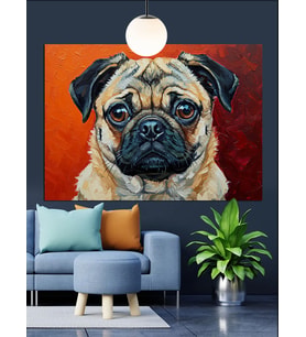 Sevimli Pug Köpek Portresi Dekoratif Kanvas - Mdf Ahşap Tablo