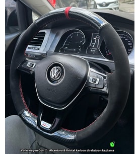 Golf 7 Jetta Passat Tiguan Polo-T-Roc F1 Dikmeli Araca Özel Direksiyon Kılıfı SOFT NOKTA KRİSTAL (Karışık)