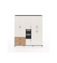 Hyperion Dolap 12 Raflı 2 Çekmeceli Tek Askılı 220x44x243 Antrasit-Aytaşı/Çam