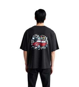 Erkek Oversize Tişört Vintage Araba Grafik Baskı Nostalji Retro Çizgi Sanat Günlük Konforlu Rahat