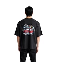 Erkek Oversize Tişört Vintage Araba Grafik Baskı Nostalji Retro Çizgi Sanat Günlük Konforlu Rahat