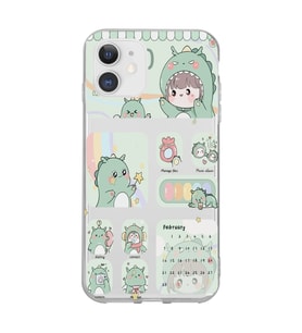 Iphone 11 Uyumlu Tatlı Dinozor Kawaii Tasarımlı Şeffaf Telefon Kılıfı