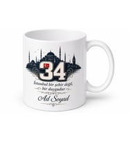 İstanbul Plakalı Kişiye Özel Baskılı Kupa Bardak Hediye 34 Plaka