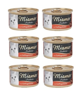 MİAMOR CİĞERLİ KEDİ KONSERVE YAŞ MAMA 85 GR (6 Adet) (Krem)