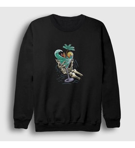 Presmono Unisex Siyah Summer Cocktail Sweatshirt 290591tt