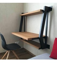 METAL MASİF AHŞAP DUVAR ÇALIŞMA MASASI.