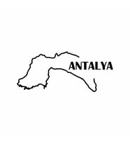 Antalya Harita Araba Sticker siyah 18x8 CM (Siyah)