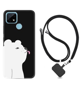 Realme C11 C21 C21Y C25Y C11 2021 Kılıf Boyun Askılı Silikon Panda Sevimli 1738