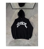 Kışlık Kapşonlu Baskılı Oversize SweatShirt- Siyah
