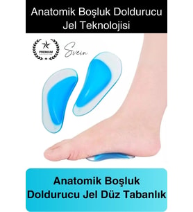1 Çift Uzun Süreli Kullanım Ark Takviye Düz Taban İçin Boşluk İçe Basma Destekli Anatomik Silikon