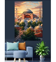 Ayasofya Camii Şehir Manzarası Dekoratif Kanvas - Mdf Ahşap Tablo