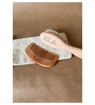 2'li Set Isme Özel %100 Keçi Kılı Bebek Saç Fırçası & Mini Oval Tarak Isme Özel Bebek Fırçası (Ahşap)