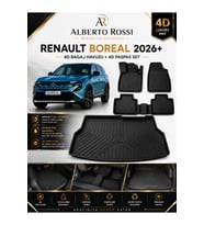 Alberto Rossi Renault Boreal ( ALT KISIM ) 2026+ Araca Özel 4D Bagaj Havuzu + 4D Paspas Seti Birebir Uyum