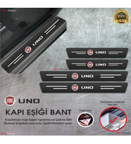 Fiat Uno  Logolu Karbon Kapı Eşiği Koruyucu Suni Deri 4'lü Set