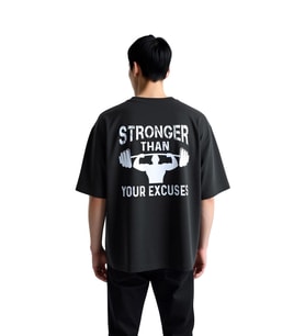 Motivasyon Yazılı Fitness Tasarımı Baskılı Erkek Oversize Tişört