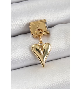 316L Çelik Sallantılı Kalp Model Gold Renk Nomination Charm 5886 - SSSSSS2412-4411