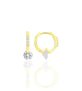 Gümüş altın yaldızlı zirkon taşlı tasarım halka küpe SGTL11848GOLD