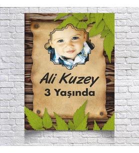 Eskitme Kağıt Temalı Doğum Günü Afişi 35X50 cm