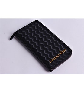 KİŞİYE ÖZEL WAVE MODEL SİYAH TELEFON BÖLMELİ CÜZDAN