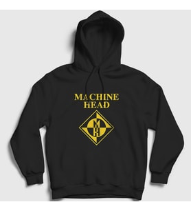 Presmono Unisex Siyah Logo Machine Head Kapüşonlu Sweatshirt 162233tt