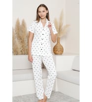 Mirano 6864 Kısa Kollu Süprem Kumaş Düğmeli Kadın Pijama Takımı