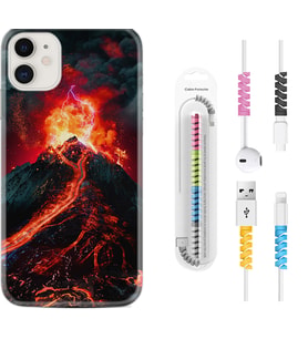 Apple iPhone 11 12 13 Mini Kılıf Kablo Koruma Spiral Silikon Yanardağ 1611