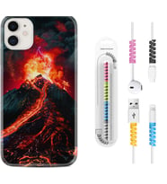 Apple iPhone 11 12 13 Mini Kılıf Kablo Koruma Spiral Silikon Yanardağ 1611