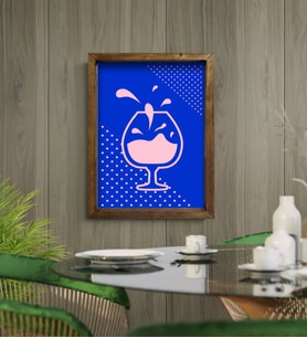 BK Gift Cafe & Bar & Restaurant Konseptli Doğal Masif Ahşap Çerçeveli Tablo-78